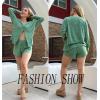 image:imageEkouaer Ribbed Knit Pajamas Sets for Women ButtonDown Loungewear Casual Shirt and Shorts 2 Piece Long Sleeve Soft Lounge Set