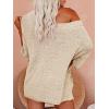 image:imageEkouaer Women 2 Piece Outfits Sweater Sets Off Shoulder Knit Pajama Set 34 Sleeve Tops Drawstring Waist Shorts Suits