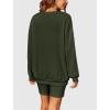 image:imageEkouaer Women 2 Pieces Outfit Sweatsuit Matching Lounge Set Long Sleeve Sweatshirt Shorts Comfy Loungewear Pajamas Fall Clothes Dark Green M