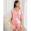 image:imageEkouaer Women Pajama Sets Waffle Knit Lounge Sets Short Sleeves Crop Top 2 Piece Pj Shorts Set