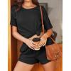 image:imageEkouaer Womens 2 Piece Lounge Sets Ribbed Knit Matching Outfits Tshirt and Shorts Sets Loungewear Casual Pajamas