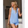 image:imageEkouaer Womens Pajama Sets Sleeveless Tank Tops and Split Shorts Pjs Set Soft Comfy Summer 2 Piece SleepwearLight Blue