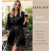 image:imageEkouaer Womens Satin Robes Silk Kimono Bath Robe Short Ruffled Hem Bride Bridesmaid Sleepwear with Pockets01black