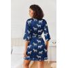image:imageEkouaer Womens Satin Robes Silk Kimono Bath Robe Short Ruffled Hem Bride Bridesmaid Sleepwear with PocketsNavy Zebra