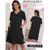 image:imageEkouaer Zipper Robes for Women Short Knit Bathrobes Lightweight Knee Length Housecoat with Pockets Nightgown S3XLBlack