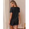 image:imageWomens Ribbed Knit Pajama Sets Short Sleeve Top and Shorts Lounge Set Loungewear