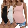 image:imageEkouaer Maternity Tank Tops 3 Pack Square Neck Pregnancy Shirts for Women Summer Ruched Side Sleeveless Pregnant Clothes TopDirty PinkWhiteBlack