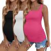 image:imageEkouaer Maternity Tank Tops 3 Pack Square Neck Pregnancy Shirts for Women Summer Ruched Side Sleeveless Pregnant Clothes TopHot PinkWhiteBlack