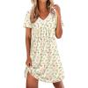 image:imageEkouaer Nightgowns for Women Cotton Night Gowns Short Sleeve Pleated Sleep Shirts Lace Trim Moo Moos Ladies SleepwearFloral Yellow