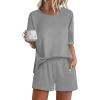 image:imageEkouaer Pajamas for Women Set 2 Piece PJ Soft Comfy Lounge Sets Short Sleeve Tops Shorts Sets Cotton Sleepwear SXXL