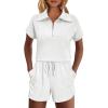 image:imageEkouaer Women Two Piece Outfits Half Zip Shorts Set and Short Sleeve Tops Lounge Sets Shorts Summer Tracksuit Sweatsuit Set