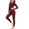 image:imageEkouaer Womens Thermal Underwear Sets Micro Fleece Lined Long Johns Base Layer Thermals 2 Pieces SetWine Red