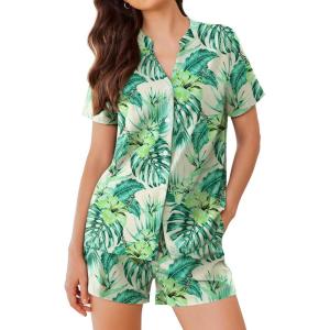image:imageEkouaer Women Pajamas Set Button Down Printed Pj Lounge Sets Soft Loose Loungewear Sleepwear