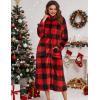 image:imageEkouaer Women Zipper Robe Fleece Long Sleeves Bathrobe Sleepwear Warm Soft Housecoat with Pockets Zip Up House DressesKchristmas Plaid