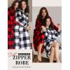 image:imageEkouaer Women Zipper Robe Fleece Long Sleeves Bathrobe Sleepwear Warm Soft Housecoat with Pockets Zip Up House DressesKchristmas Plaid