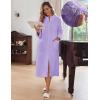 image:imageEkouaer Women Zipper Robe Fleece Long Sleeves Bathrobe Sleepwear Warm Soft Housecoat with Pockets Zip Up House DressesLavender