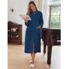 image:imageEkouaer Women Zipper Robe Fleece Long Sleeves Bathrobe Sleepwear Warm Soft Housecoat with Pockets Zip Up House DressesNavy