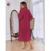 image:imageEkouaer Women Zipper Robe Fleece Long Sleeves Bathrobe Sleepwear Warm Soft Housecoat with Pockets Zip Up House DressesWine Red