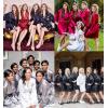 image:imageEkouaer Womens Satin Robe Valentines Lingerie for Women Kimono Bathrobe Short Ruffle Belted Robes Bridesmaids SleepwearNavy Blue