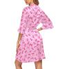 image:imageEkouaer Womens Satin Robe Valentines Lingerie for Women Kimono Bathrobe Short Ruffle Belted Robes Bridesmaids SleepwearPink Bow