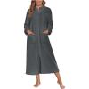 image:imageEkouaer Women Zipper Robe Fleece Long Sleeves Bathrobe Sleepwear Warm Soft Housecoat with Pockets Zip Up House DressesDeep Grey