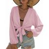 image:imageEkouaer Womens Swimsuit Cover Ups Tie Front Long Sleeve Top Kimono for Women Bikini Shirt Summer CardiganPink