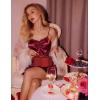 image:imageEkouaer Nightgowns for Women Sexy Lingerie Silk Night Gowns Satin Babydoll Sleepwear Slip Lace Night Dress SleepdressWine Red