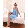 image:imageEkouaer Towel Wrap for Women Spa Bath Robe Lightweight Terry Cloth Wrap Adjustable Shower Robe with Headband SXLLight Blue