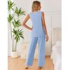 image:imageEkouaer Womens Pajamas Set Sleeveless Lounge Sets Comfy Tank Top and Pants Pjs Set V Neck 2 Piece Sleepwear SXXLBaby Blue