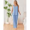image:imageEkouaer Womens Pajamas Set Sleeveless Lounge Sets Comfy Tank Top and Pants Pjs Set V Neck 2 Piece Sleepwear SXXLBaby Blue