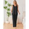 image:imageEkouaer Womens Pajamas Set Sleeveless Lounge Sets Comfy Tank Top and Pants Pjs Set V Neck 2 Piece Sleepwear SXXLDark Grey