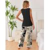 image:imageEkouaer Womens Pajamas Set Sleeveless Lounge Sets Comfy Tank Top and Pants Pjs Set V Neck 2 Piece Sleepwear SXXLFloral Black
