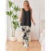 image:imageEkouaer Womens Pajamas Set Sleeveless Lounge Sets Comfy Tank Top and Pants Pjs Set V Neck 2 Piece Sleepwear SXXLFloral Black