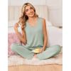 image:imageEkouaer Womens Pajamas Set Sleeveless Lounge Sets Comfy Tank Top and Pants Pjs Set V Neck 2 Piece Sleepwear SXXLLight Green