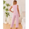 image:imageEkouaer Womens Pajamas Set Sleeveless Lounge Sets Comfy Tank Top and Pants Pjs Set V Neck 2 Piece Sleepwear SXXLPink
