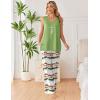 image:imageEkouaer Womens Pajamas Set Sleeveless Lounge Sets Comfy Tank Top and Pants Pjs Set V Neck 2 Piece Sleepwear SXXLTiedye Green
