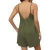 image:imageEkouaer Summer Rompers for Women Boho Beach Vacation Outfits Sleeveless Loose Shorts Overalls 2026 Jumpsuit With PocketsArmy Green
