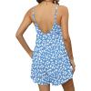 image:imageEkouaer Summer Rompers for Women Boho Beach Vacation Outfits Sleeveless Loose Shorts Overalls 2026 Jumpsuit With PocketsBlue White Floral