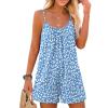 image:imageEkouaer Summer Rompers for Women Boho Beach Vacation Outfits Sleeveless Loose Shorts Overalls 2026 Jumpsuit With PocketsBlue White Floral