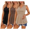 image:imageEkouaer Womens Maternity Tank Tops 3 Packs Sleeveless Nursing Tops V Neck Breastfeeding Shirts Pregnancy ClothesBlack  Brown  Khaki3pcs