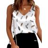 image:imageEkouaer Womens Silk Satin Tank Tops V Neck Casual Cami Sleeveless Camisole Blouses Summer Basic Tank ShirtAnimal Feathers