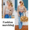 image:imageAIMAGE Womens Crochet Tops Long Sleeve Hollow Out Swim Cover Up 2026 Beach Bikini Swimsuit Summer Tunic TopApricot