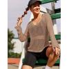 image:imageAIMAGE Womens Crochet Tops Long Sleeve Hollow Out Swim Cover Up 2026 Beach Bikini Swimsuit Summer Tunic TopApricot