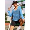 image:imageAIMAGE Womens Crochet Tops Long Sleeve Hollow Out Swim Cover Up 2026 Beach Bikini Swimsuit Summer Tunic TopAqua Blue