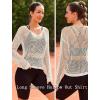 image:imageAIMAGE Womens Crochet Tops Long Sleeve Hollow Out Swim Cover Up 2026 Beach Bikini Swimsuit Summer Tunic TopCrean