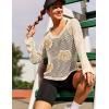 image:imageAIMAGE Womens Crochet Tops Long Sleeve Hollow Out Swim Cover Up 2026 Beach Bikini Swimsuit Summer Tunic TopCrean Flower