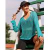 image:imageAIMAGE Womens Crochet Tops Long Sleeve Hollow Out Swim Cover Up 2026 Beach Bikini Swimsuit Summer Tunic TopLake Green