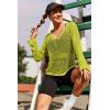 image:imageAIMAGE Womens Crochet Tops Long Sleeve Hollow Out Swim Cover Up 2026 Beach Bikini Swimsuit Summer Tunic TopLemon Green
