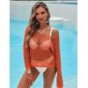 image:imageAIMAGE Womens Crochet Tops Long Sleeve Hollow Out Swim Cover Up 2026 Beach Bikini Swimsuit Summer Tunic TopOrange