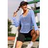 image:imageAIMAGE Womens Crochet Tops Long Sleeve Hollow Out Swim Cover Up 2026 Beach Bikini Swimsuit Summer Tunic TopSky Blue